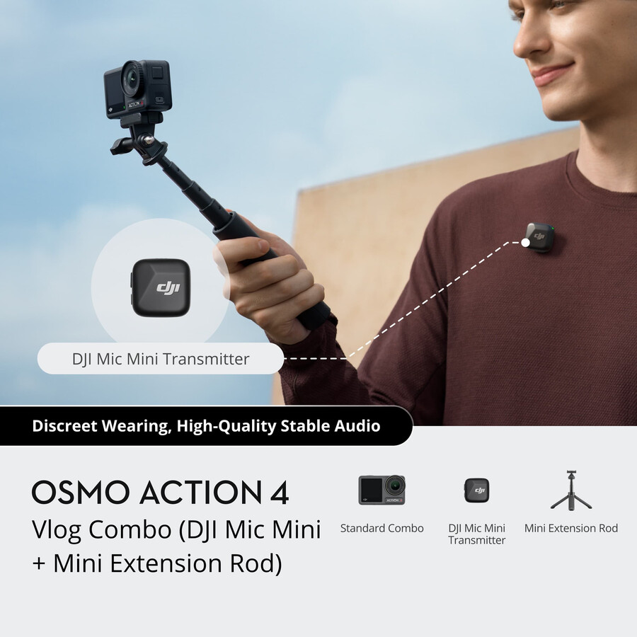 paquete de vlogs para osmo action 4 dji mic mini mini barra de extensión